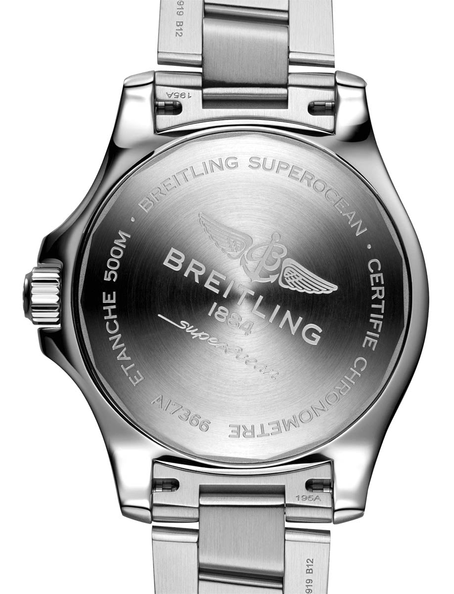 Breitling Superocean Automatic 42 – Orange / Edelstahl – Rückseite