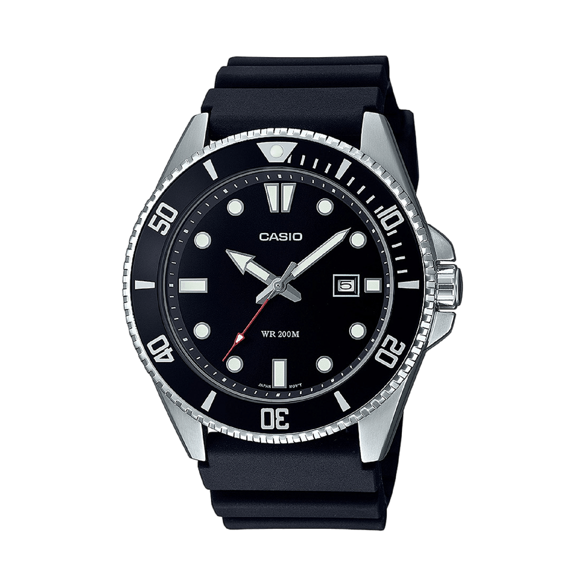Casio Duro MDV-107 – Resinarmband · Schwarz · MDV-107-1A1VEF – Vorderseite