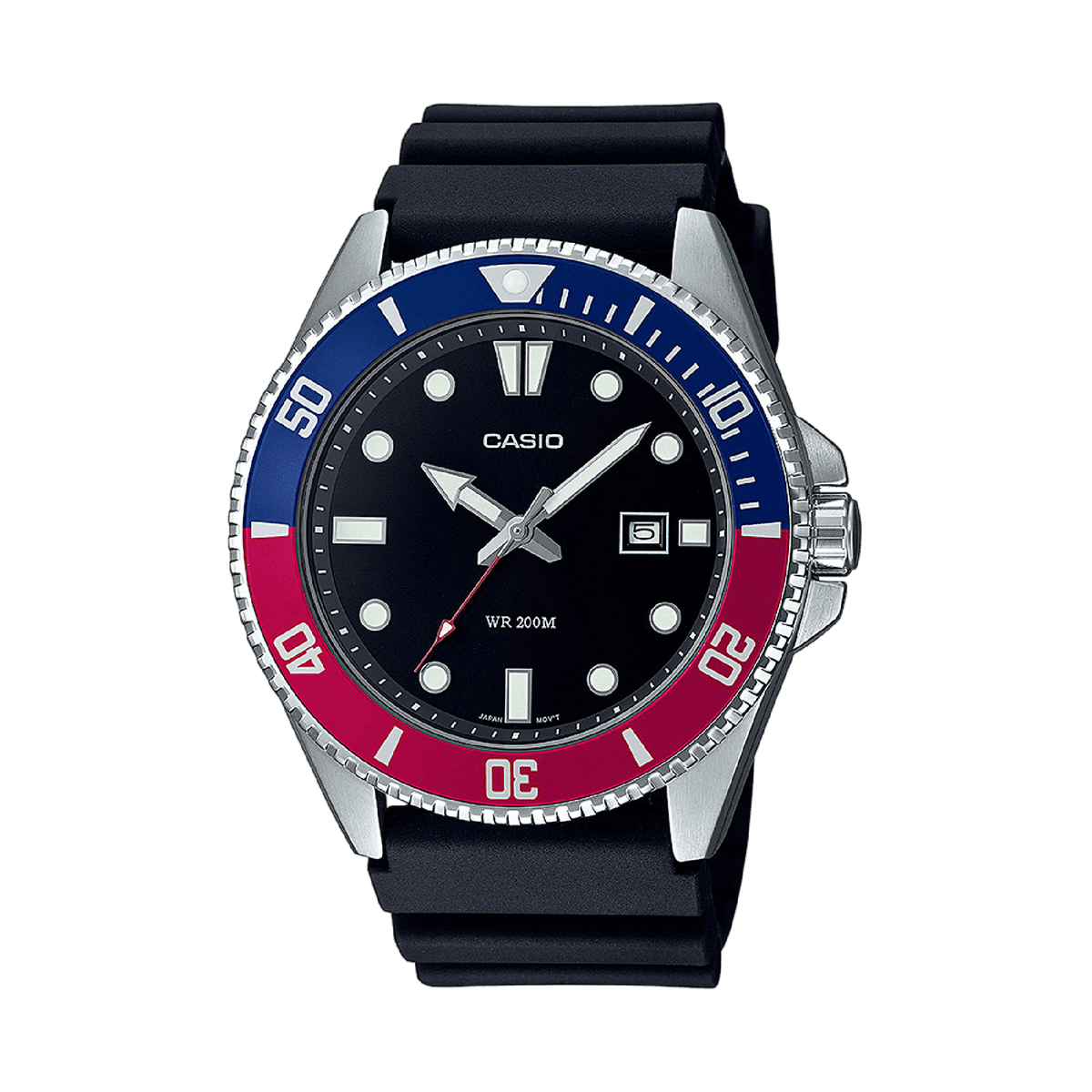 Casio Duro MDV-107 – Resinarmband · Blau/Rot · MDV-107-1A3VEF – Vorderseite