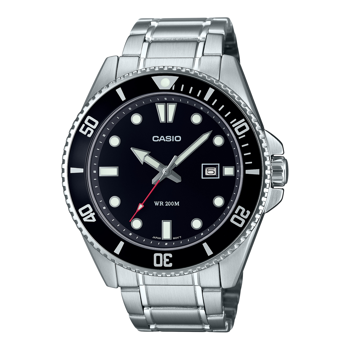 Casio Duro MDV-107D – Edelstahlarmband · Schwarz · MDV-107D-1A1VEF – Vorderseite