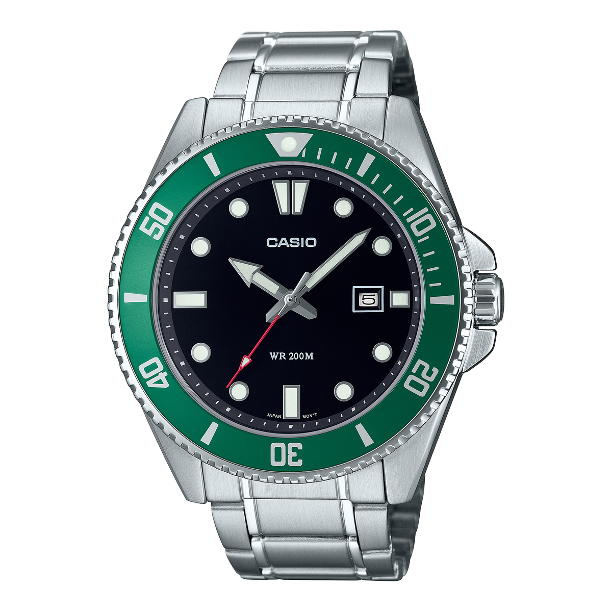 Casio Duro MDV-107D – Edelstahlarmband · Grün/Schwarz · MDV-107D-3AVEF – Vorderseite